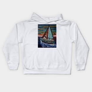 yacht sailing in the open ocean Kids Hoodie